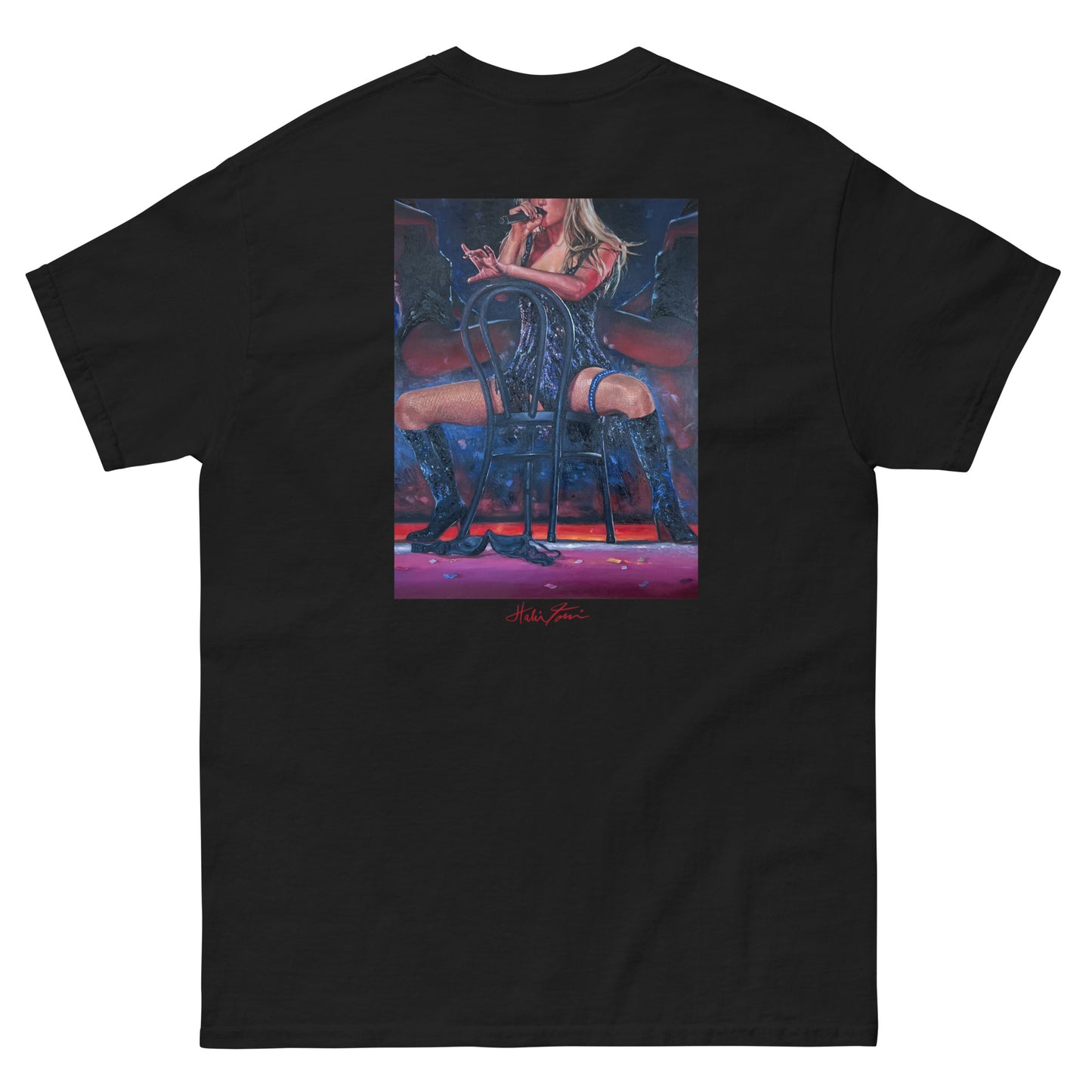 'i dress for women' black tee
