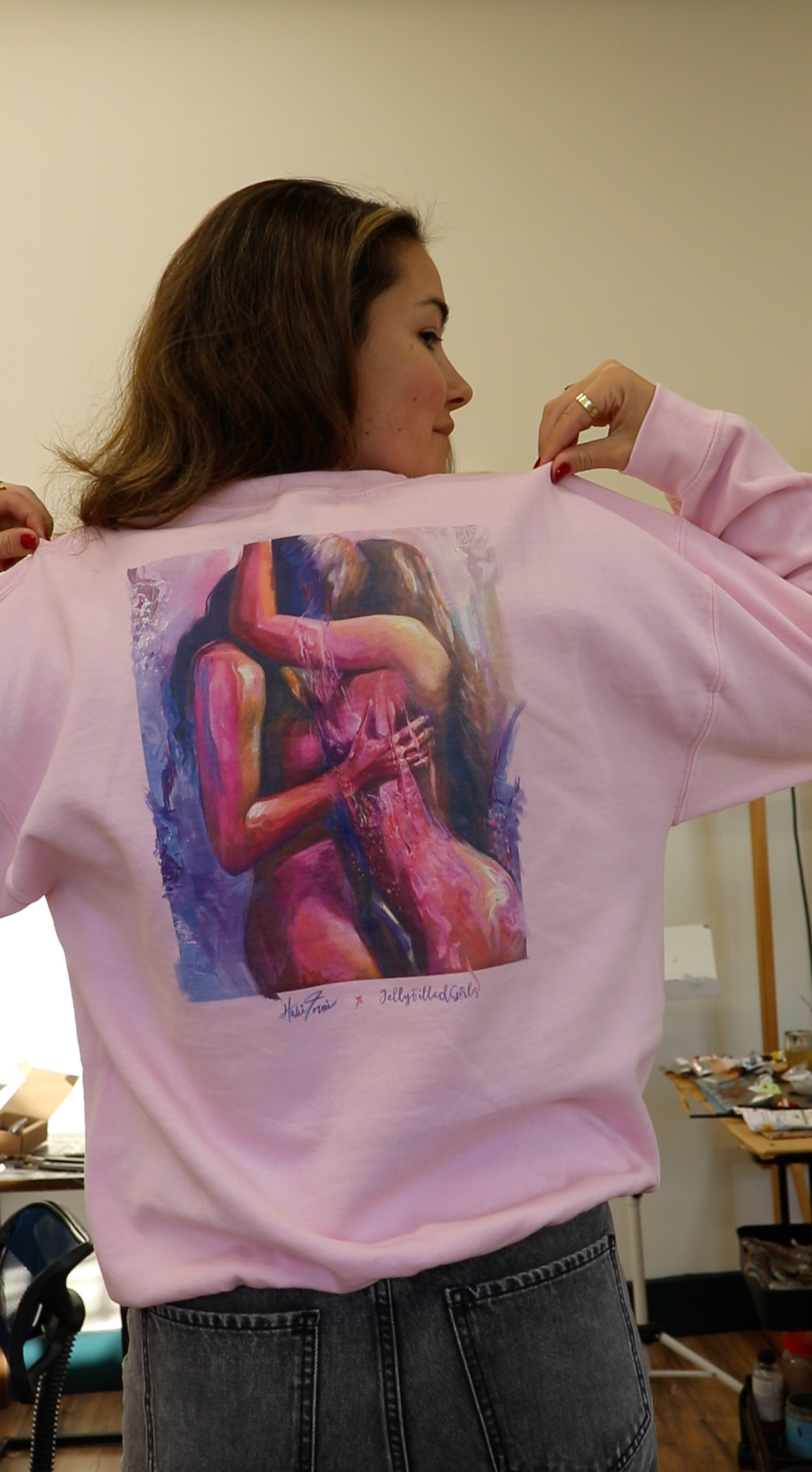 "girls in purple" sweatshirt